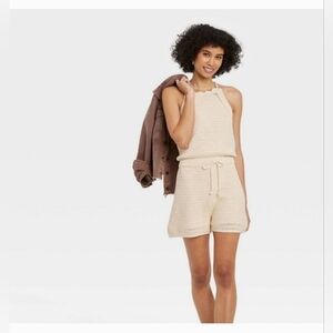 Universal Tread Cream Knit Sleeveless Romper Size L new